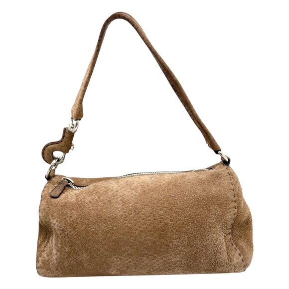 PRADA Vintage Triangle Logo One Shoulder Bag Textured Suede Leather [106467] - Picture 5 of 13